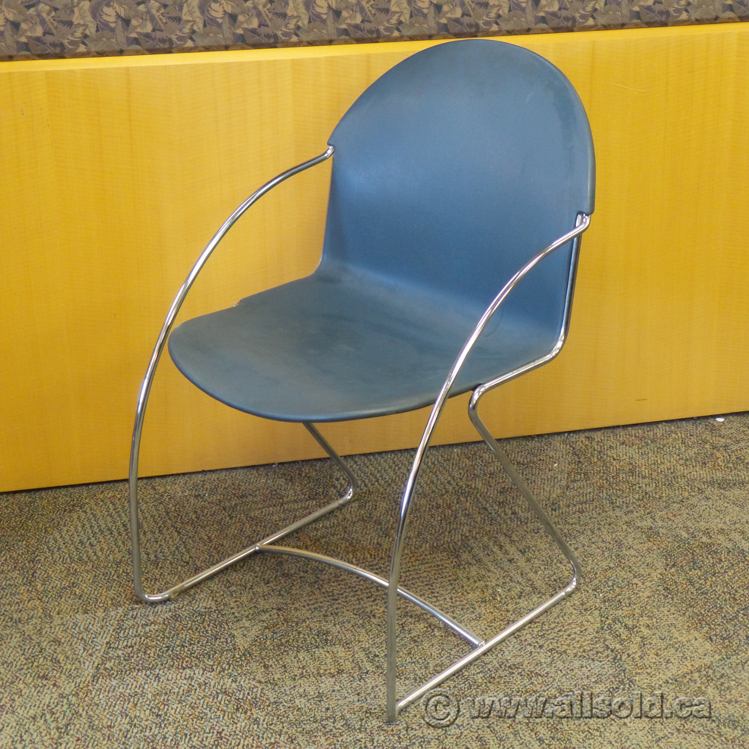 Steelcase Parade Blue Stacking Sleigh Guest Side Chair Allsold.ca